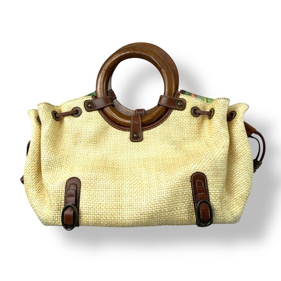 Fossil Woven Straw Ring Handle Hand Bag - Picture 1 of 16